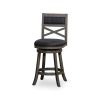 24" Counter Height X-Back Swivel Stool; Weathered Gray Finish; Charcoal Fabric Seat - as Pic