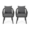 Tatiana Outdoor Wicker Club Chairs with Cushions (Set of 2) by Christopher Knight Home - as Pic