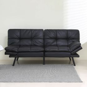 Convertible Memory Foam Futon Couch Bed; Modern Folding Sleeper Sofa-SF267PUBK - Black