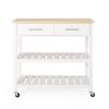 Enon Modern Kitchen Cart on Wheels White - as Pic