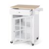 Medway Modern Glass Paneled Kitchen Trolley White - as Pic