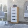 Cannon 5-Drawer Rectangle Dresser White and Light Oak - as Pic