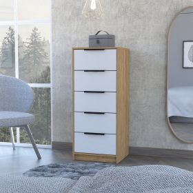 Cannon 5-Drawer Rectangle Dresser White and Light Oak - as Pic