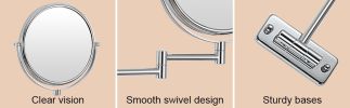 8-inch Wall Mounted Makeup Vanity Mirror; 1X / 10X Magnification Mirror; 360Â¬âˆž Swivel with Extension Arm (Chrome Finish) - as Pic
