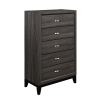 Contemporary Design Gray Finish 1pc Chest of Dovetail Drawers Polished Chrome Bar Pulls Bedroom Furniture - as Pic