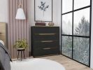 Zoe Dresser; Superior Top; Four Drawers -Black / Light Oak - as Pic