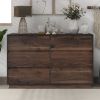 Mid-Century Modern 6 Drawers Dresser; Dark Brown - as Pic