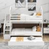 Multifunctional Twin over Twin House Bunk Bed with Staircase and Storage Space - White