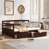 Full Size Daybed Wood Bed with Two Drawers - Espresso