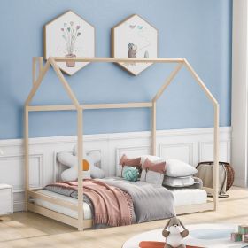 Full Size House Bed Wood Bed - Natural