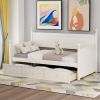 Wood Daybed with Three Drawers ; Twin Size Daybed; No Box Spring Needed ; White - White