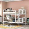 Full over Full Bunk Bed with Ladder for Bedroom;  Guest Room Furniture - White