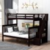 Stairway Twin-Over-Full Bunk Bed with Storage and Guard Rail for Bedroom - Espresso