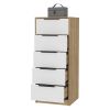 Cannon 5-Drawer Rectangle Dresser White and Light Oak - as Pic