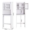 Modern Over The Toilet Space Saver Organization Wood Storage Cabinet for Home; Bathroom -White - White