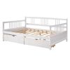 Full Size Daybed Wood Bed with Two Drawers - White