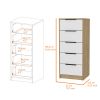 Cannon 5-Drawer Rectangle Dresser White and Light Oak - as Pic