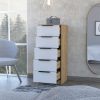 Cannon 5-Drawer Rectangle Dresser White and Light Oak - as Pic