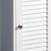 Bathroom Floor Cabinet Storage Organizer Set with Drawer and Single Shutter Door Wooden White - White