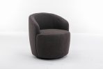 fabric swivel accent armchair barrel chair with black powder coating metal ring - Dark Gray
