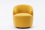 fabric swivel accent armchair barrel chair with black powder coating metal ring - Yellow