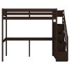 Twin Size Loft Bed with Storage Staircase and Built-in Desk - Espresso
