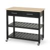 Enon Modern Kitchen Trolley on Wheels Black - as Pic