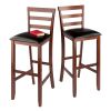 Simone Cushion Ladder-back Seat Bar Stools; 2-Pc Set; Black & Walnut - 94079