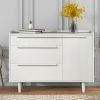 Modern Style Manufactured Wood 3-Drawer Dresser with Solid Wood Legs; White - as Pic