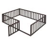 Full Size Wood Daybed Frame with Fence - Walnut
