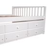 Full size Wooden House Bed with Trundle and 3 Storage Drawers - White