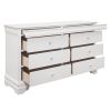 Traditional Design Bedroom Furniture 1pc Dresser of 6x Drawers Faux Alligator Embossed Fronts White Finish Wooden Furniture - as Pic