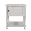 Versatile Nightstand with Two Built-in Shelves Cabinet and an Open Storage;  USB Charging Design - White