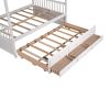 Full size Wooden House Bed with Trundle and 3 Storage Drawers - White