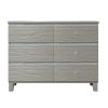 Champagne Silver Rubber Wood Dresser with 6 Drawers Metal Slides Crystal Handle - as Pic
