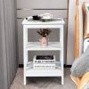 Set of 2 Multifunctional 3-Tier Nightstand Sofa Side Table with Reinforced Bars and Stable Structure - White