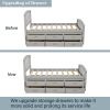 Twin Size Platform Storage Bed Solid Wood Bed with 6 Drawers - Gray