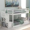 Twin over Twin Floor Bunk Bed;  Ladder with Storage - White