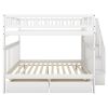 Full over Full Bunk Bed with Two Drawers and Storage - White