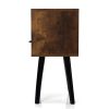 Set of 2 Mid Century Nightstand, Side Table with Drawer and Shelf, End Table for Living Room Bedroom, Rustic Brown - Retro Grain + Back