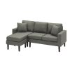 Reversible sectional sofa  Soft Velvet fabric - grey