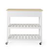 Enon Modern Kitchen Cart on Wheels White - as Pic