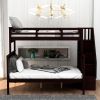 Stairway Twin-Over-Full Bunk Bed with Storage and Guard Rail for Bedroom - Espresso