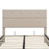 Upholstered Platform Bed with Underneath Storage; Full Size - Beige