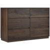 Mid-Century Modern 6 Drawers Dresser; Dark Brown - as Pic