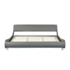 Faux Leather Upholstered Platform Bed Frame; Curve Design; Wood Slat Support; No Box Spring Needed; Easy Assemble; King Size; Gray - Gray