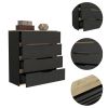Zoe Dresser; Superior Top; Four Drawers -Black / Light Oak - as Pic