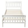 Wood Platform Bed Twin Bed Frame Panel Bed Mattress Foundation Sleigh Bed with Headboard/Footboard/Wood Slat Support - White