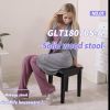 Vanity Stool Wood Dressing PU Padded Chair Makeup Piano Seat Make Up Bench; Black - as Pic