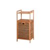Bathroom Laundry Basket Bamboo Storage Basket with 2-tier Shelf 17.32 x 13 x 37.8 inch - Natural